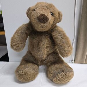 Vintage 1984 Animal Toy Teddy Bear Brown Plush Soft Stuffed Animal Kids